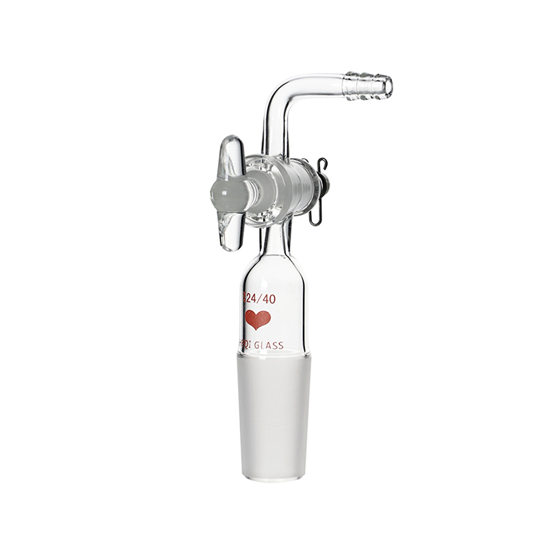 Adaptador de gas con llave de paso de vidrio de 90 grados (tipo A)